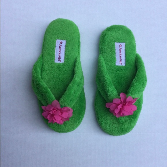 American Girl Size Small (1-3) Girls Lea’s Rainforest Green Slippers - Picture 2 of 4
